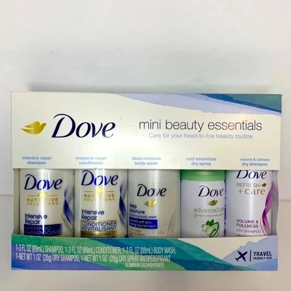 DOVE Body Wash & Beauty Essentials Travel Size Head to Toe Skin Care New